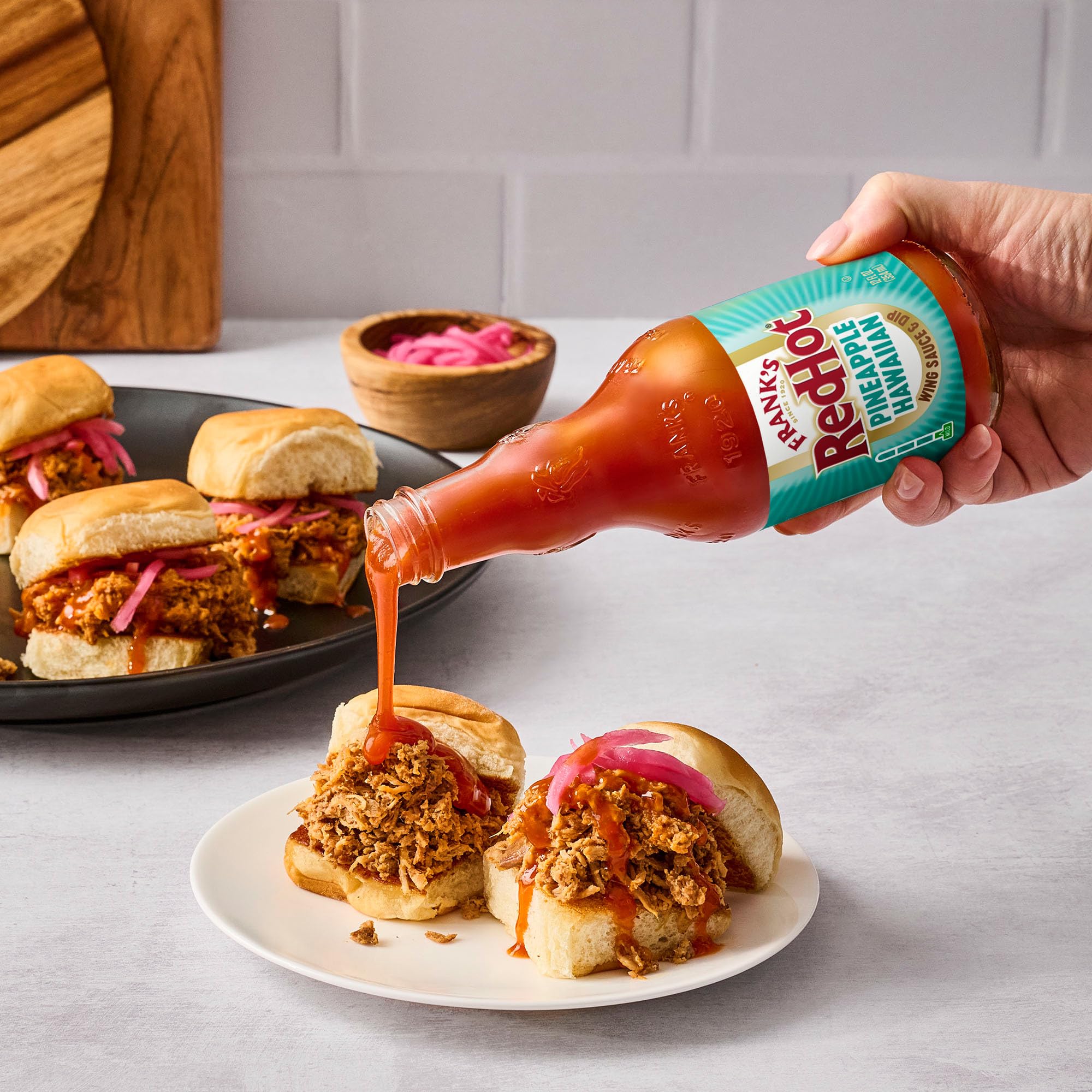Frank’s RedHot Wing Sauce & Dip, Pineapple Hawaiian, Tropical, Sweet Mild Heat, Toss, Top, or Dip with Chicken Wings, Shrimp, Rice Bowls, and Fish