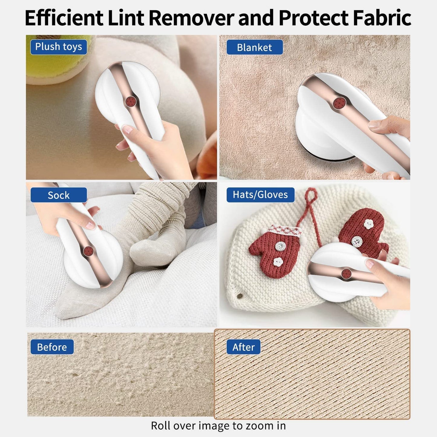 Sweater Fabric Shaver, ailyfu Rechargeable Electric Lint Remover with 6-Leaf Blades and Replaceable Stainless Steel Blade for Clothes, Sweater, Couch