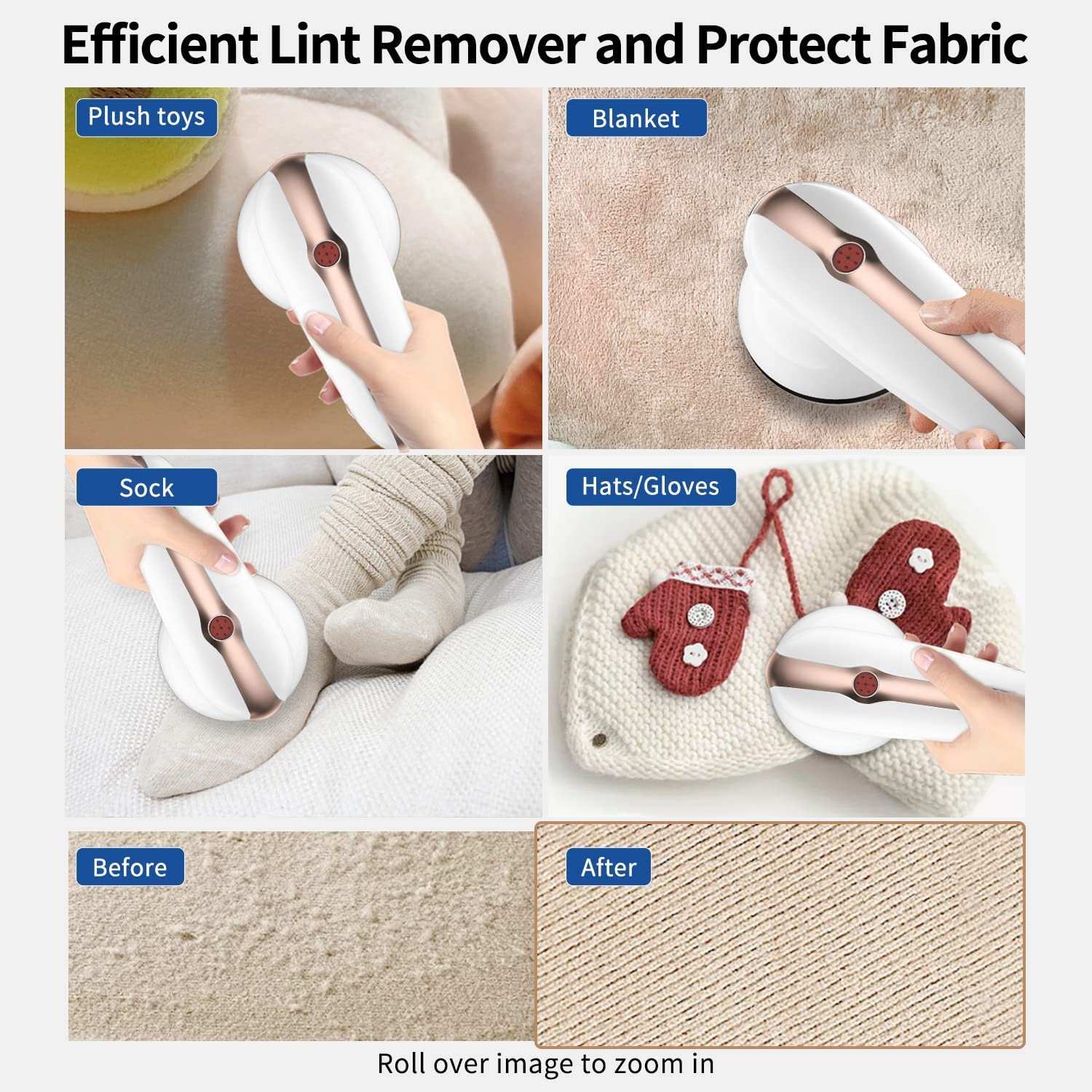 Sweater Fabric Shaver, ailyfu Rechargeable Electric Lint Remover with 6-Leaf Blades and Replaceable Stainless Steel Blade for Clothes, Sweater, Couch