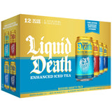 Liquid Death Iced Tea - Modern Variety, Less Sugar*, Boost of Caffeine, B Vitamins, No Artificial Sweeteners, 4 Flavors: Tea/Lemonade, Rest in Peach