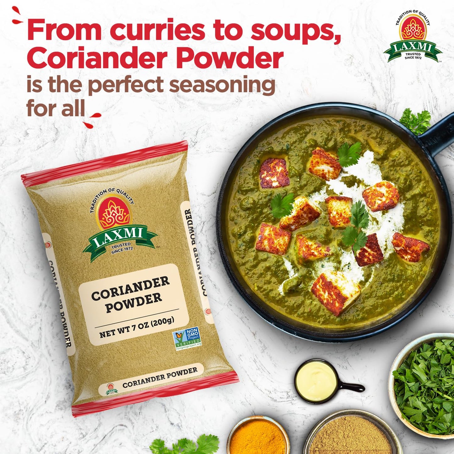 Laxmi Coriander Powder 200gm (7 Oz) | Natural Ground Coriander | Premium quality and high value | Non-GMO Coriander, ground | Free of Adulterations