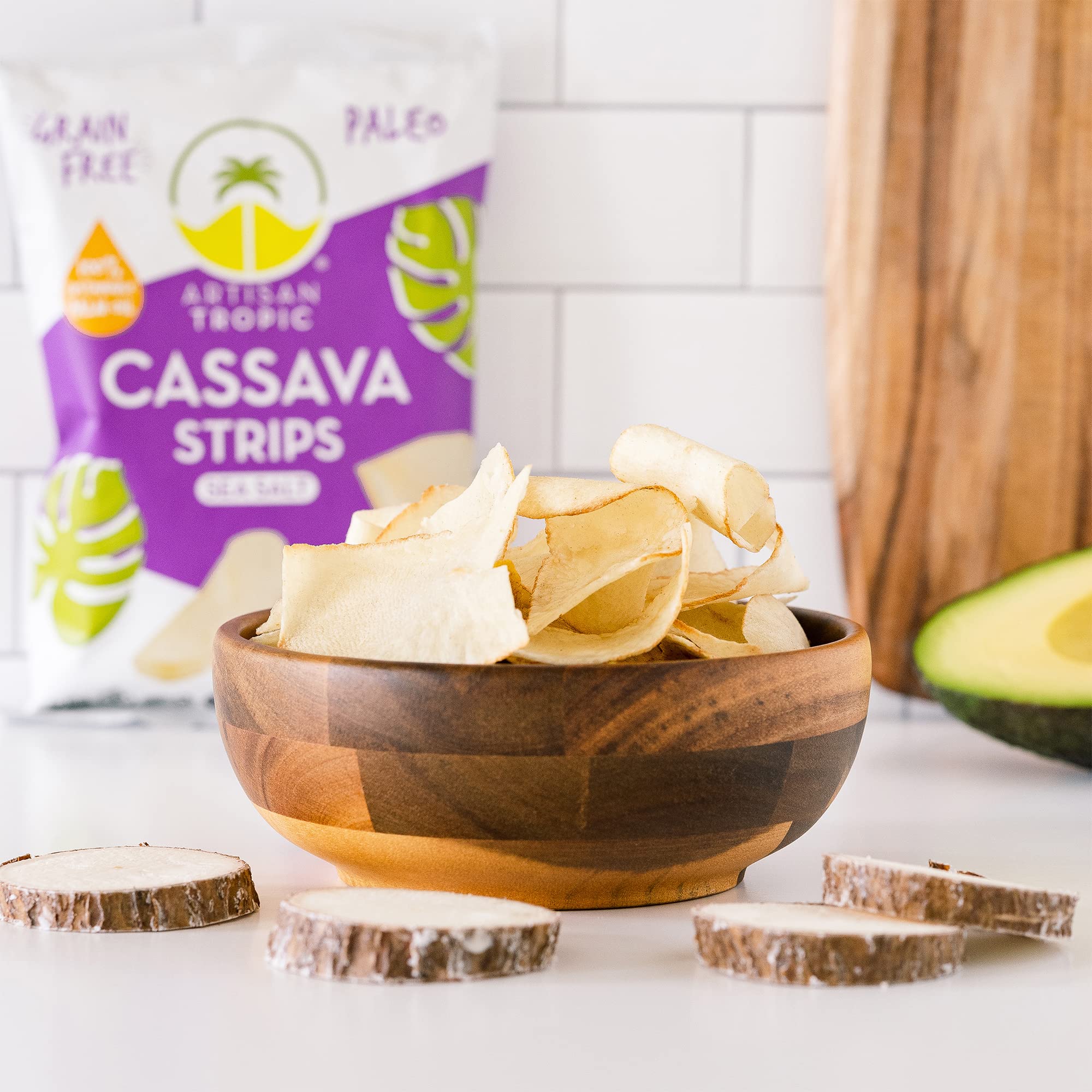 ARTISAN TROPIC Cassava Strips Sea Salt - 8 Pack, 2oz - Vegan, Paleo, Gluten Free Chips - Non-GMO Healthy Snack Potato Chip Alternative for Lunches