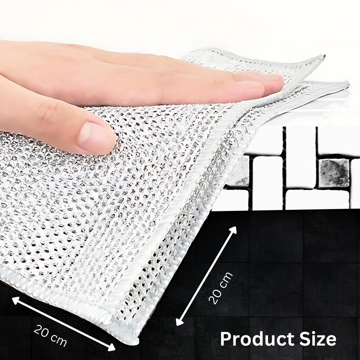 LyfNeeds Non Scratch Wire Dishwashing Rag, 8 Pack Double Layer Reusable Wire Dishcloth, Silver Mesh Metal Cleaning Cloth for Pots, Pans, Sink, Steel