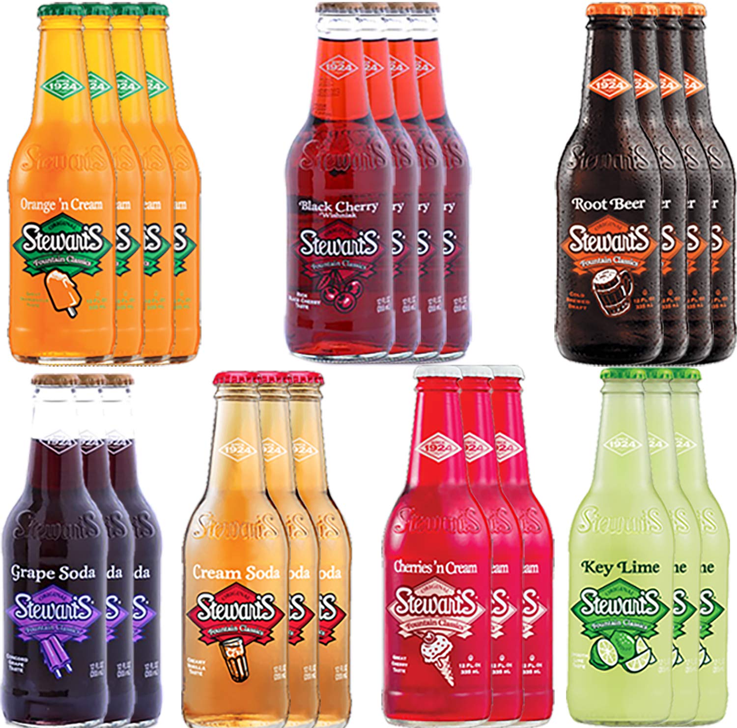 Stewart's - Soda Variety Pack - 12 oz (24 Glass Bottles)