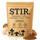 STIR Premium Instant Mushroom Coffee | Lion’s Mane, Chaga, Reishi, Cordyceps, Shiitake, Turkey Tail | Organic Cacao, Vanilla, Coconut MCTs | Focus