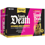 Liquid Death Sparkling Energy - Scary Strawberry, Zero Sugar Energy Drink, Unextreme Caffeine 100mg, Essential Vitamins, 12 Fl Oz (Pack of 12)
