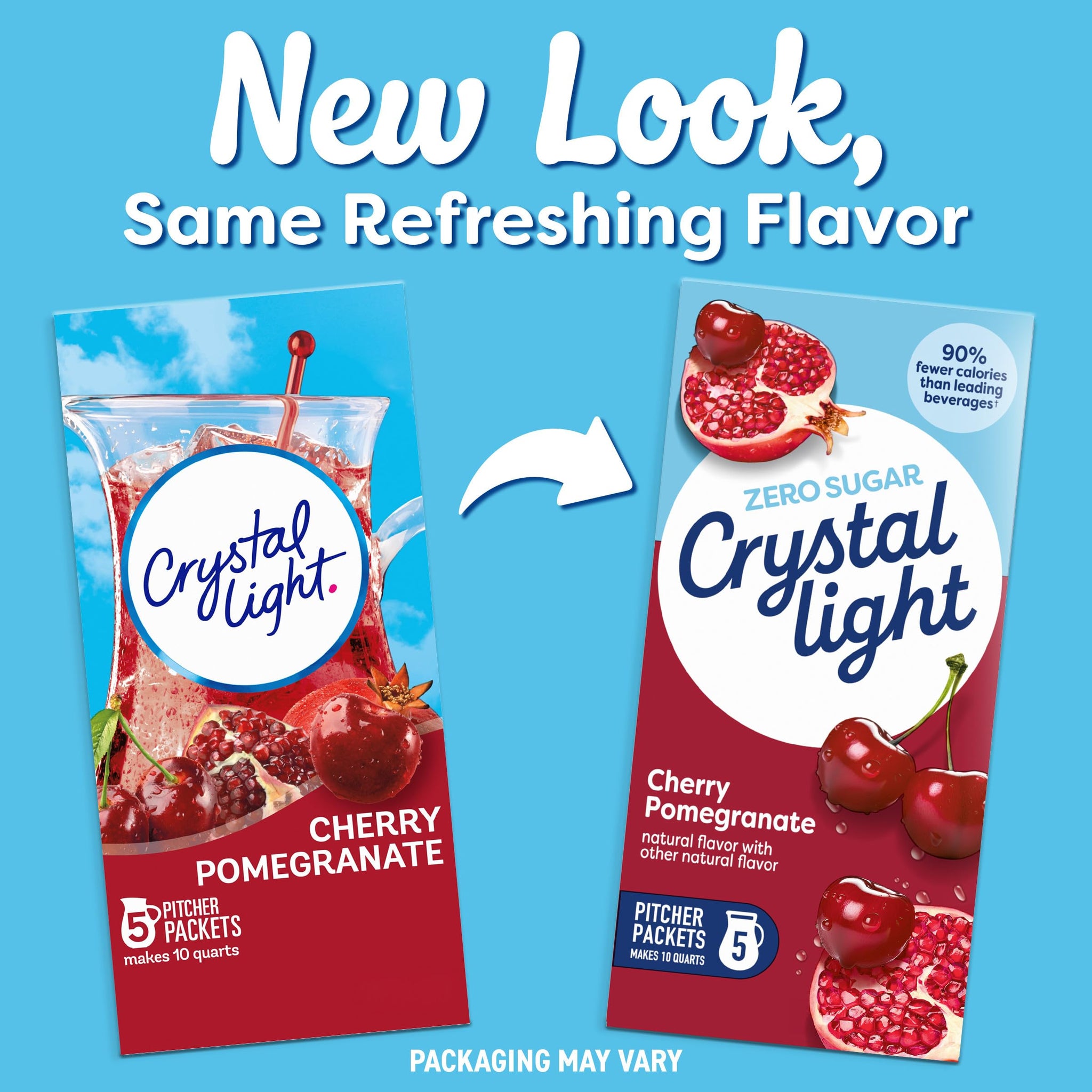 Crystal Light Drink Mix, 5 Pitcher Packets, for Flavorful Hydration and Shareable Refreshment, Cherry Pomegranate, flavored with other natural flavor