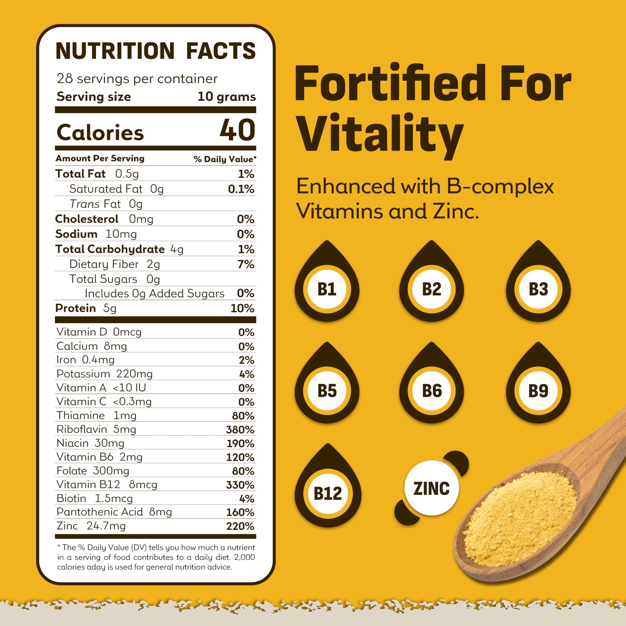 Coolinario Fortified Nutritional Yeast Flakes (10 OZ) Savory Cheese-Like Flavor for Vegan Cooking | Rich in B-Vitamins, Protein & Fiber | Ideal