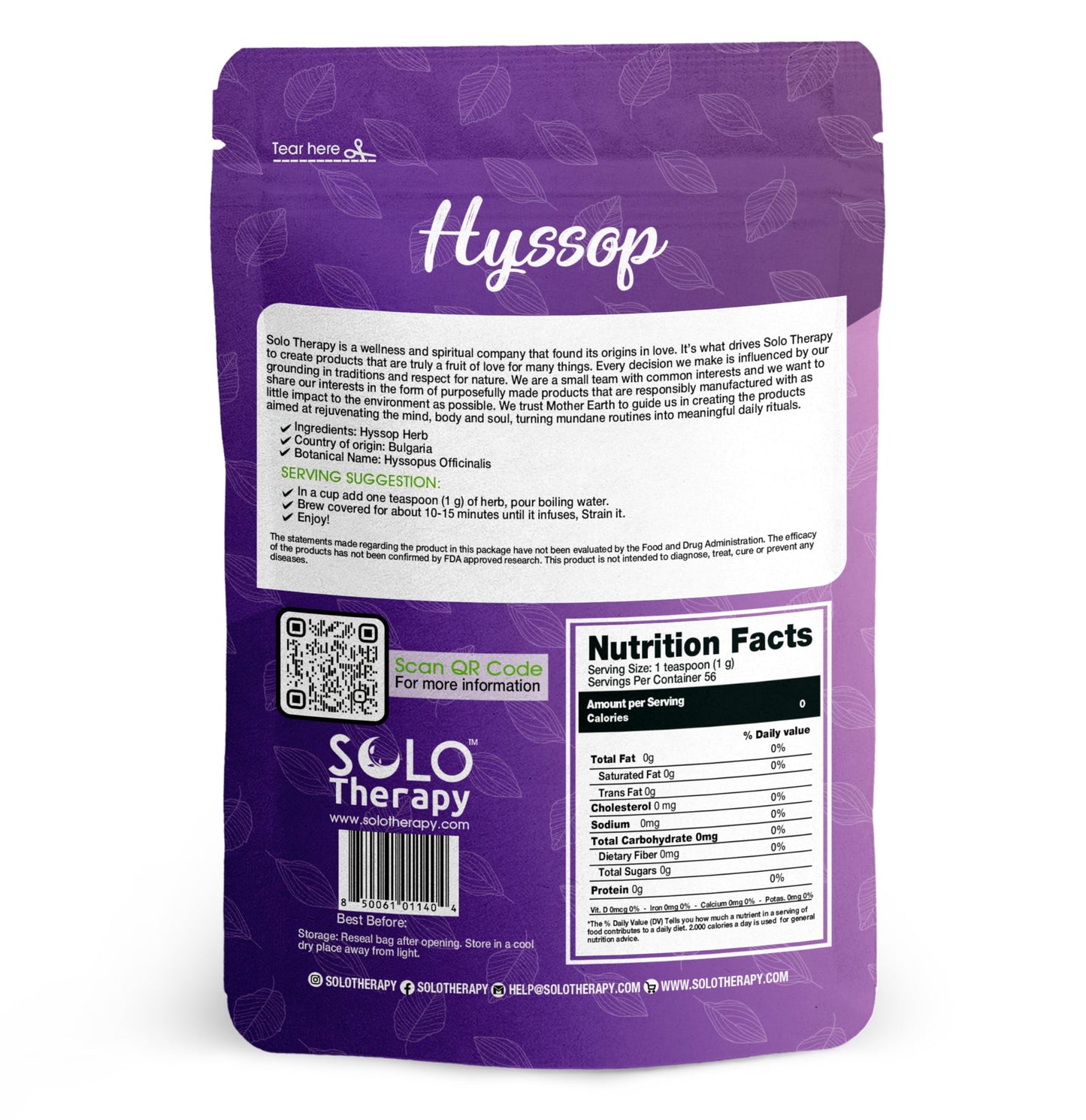 Hyssop Herb, 2 oz (56 g), Hyssop Tea - Hyssopus Officinalis, Resealable Bag (Hyssop Herb, 2, Ounce)