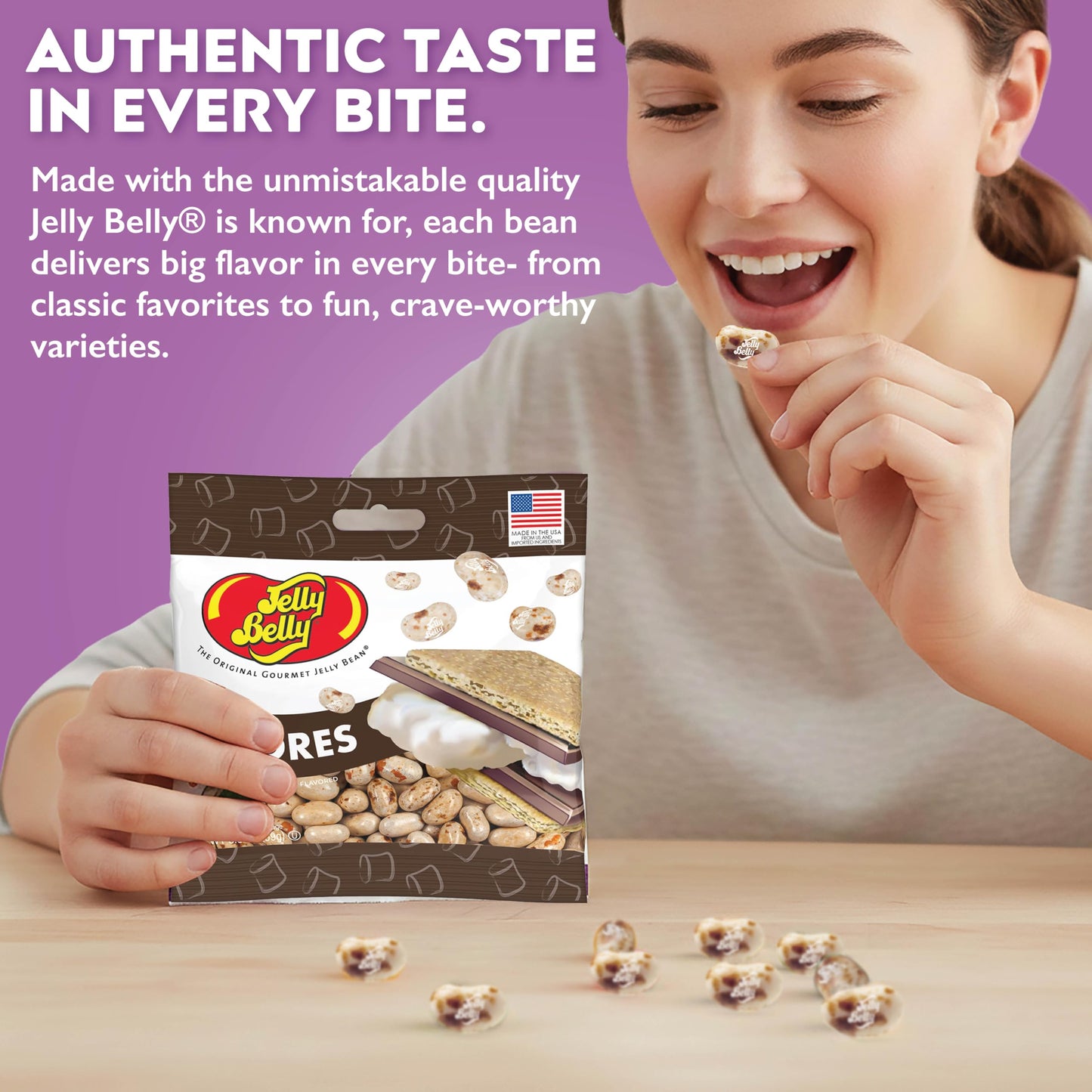Jelly Belly S’mores Flavored Jelly Beans, 3.5 oz Bags (Pack of 4) - Grab & Go Candy Snack Packs, Kid Friendly Treats, Party Favors, Gift Bags