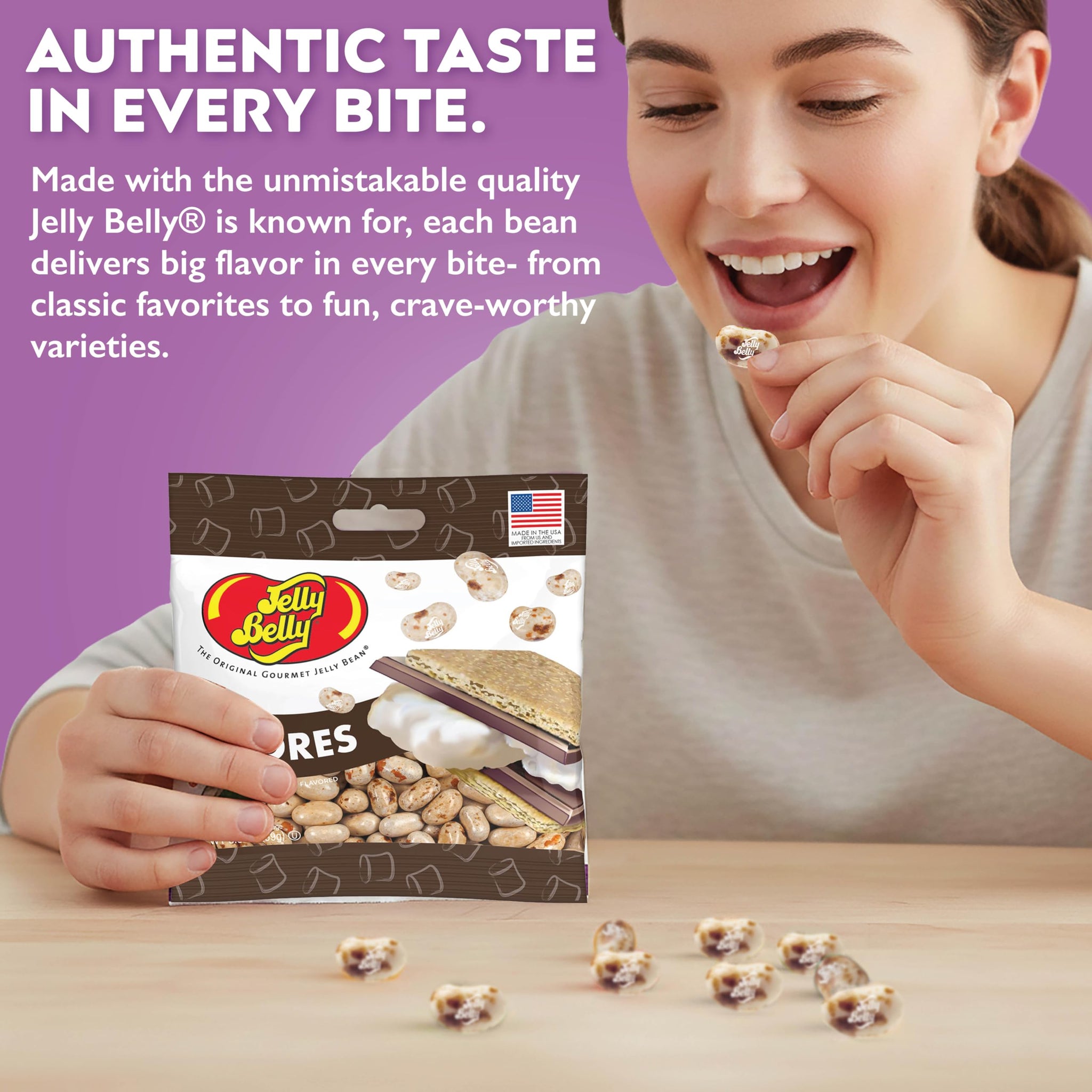 Jelly Belly S’mores Flavored Jelly Beans, 3.5 oz Bags (Pack of 4) - Grab & Go Candy Snack Packs, Kid Friendly Treats, Party Favors, Gift Bags