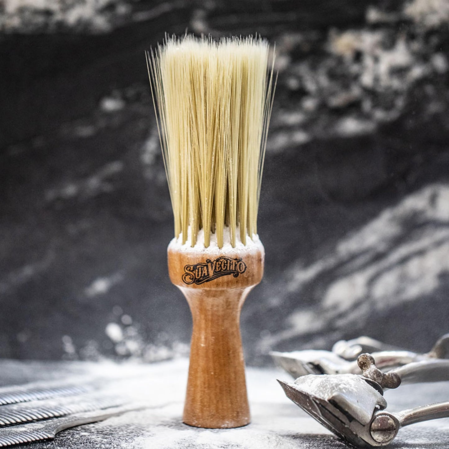 Suavecito Neck Duster Brush Long Soft Bristles & Wood Handle Clean Hair Dust Effortlessly
