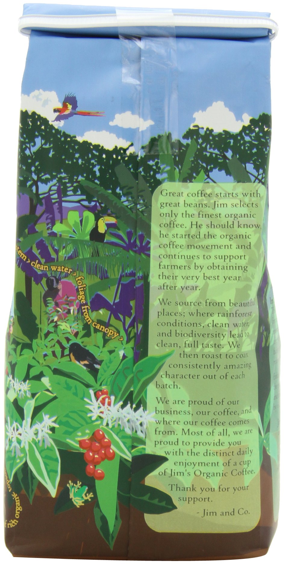 Jim's Organic Coffee Colombian Ground Coffee, 12-Ounce