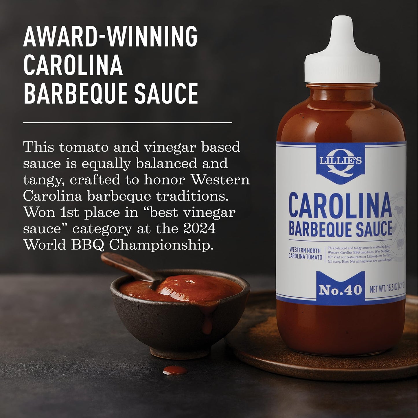 Lillie's Q - Carolina Barbeque Sauce, Gourmet Vinegar BBQ Flavor (15.5 oz, 2-pack)