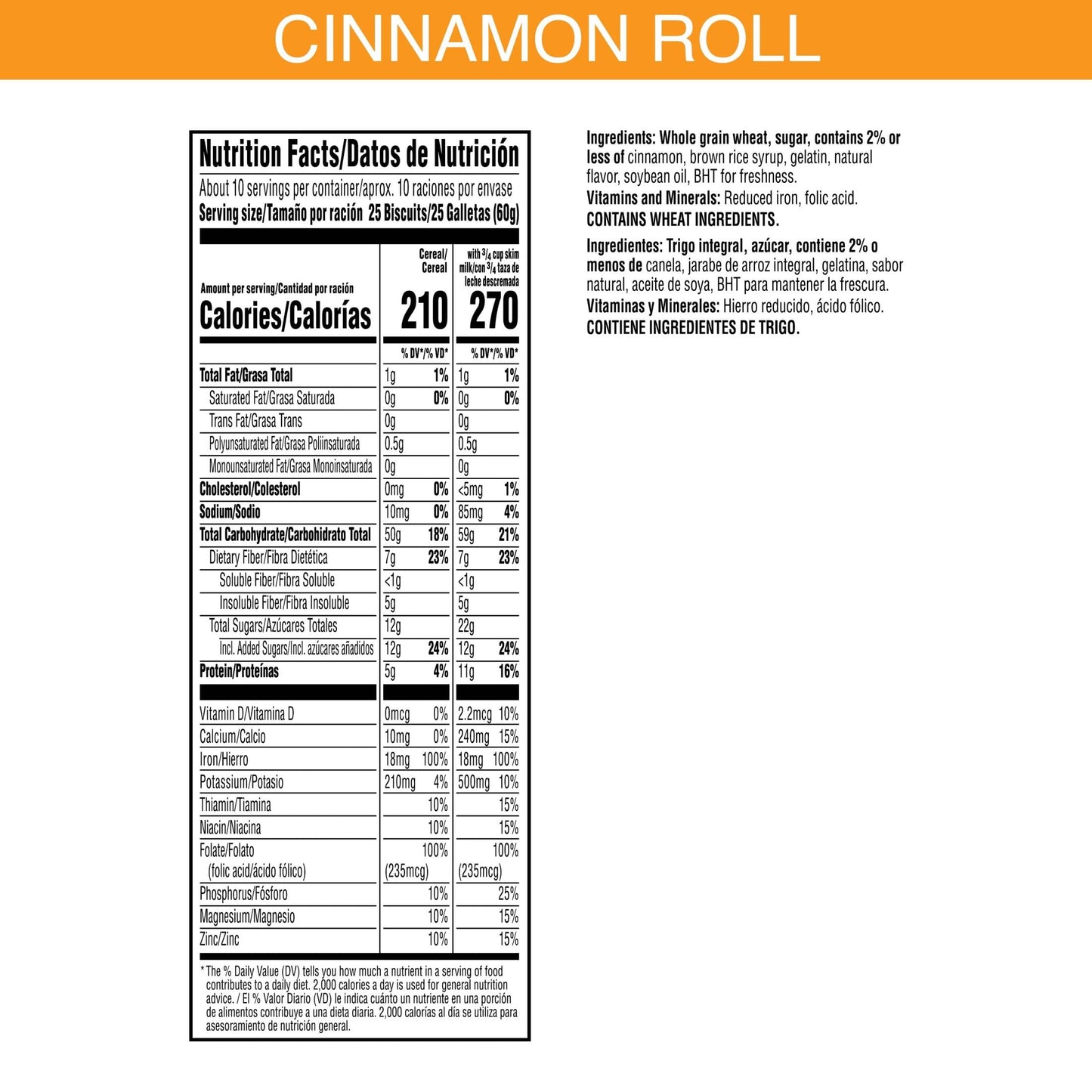 kellogg's Frosted Mini-Wheats Cold Breakfast Cereal, High-Fiber, Whole Grain, Family Size, Cinnamon Roll, 22oz Box (1 Box)