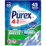 Purex Fresh Mountain Breeze Laundry Detergent Pacs, 66 Count, Pre Measured Pacs
