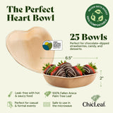 Chic Leaf Palm Leaf Bowls - Mini Disposable Heart Shaped Bamboo Style Plates - Paper Plates Alternative for Weddings & Parties - Compostable, Bridal