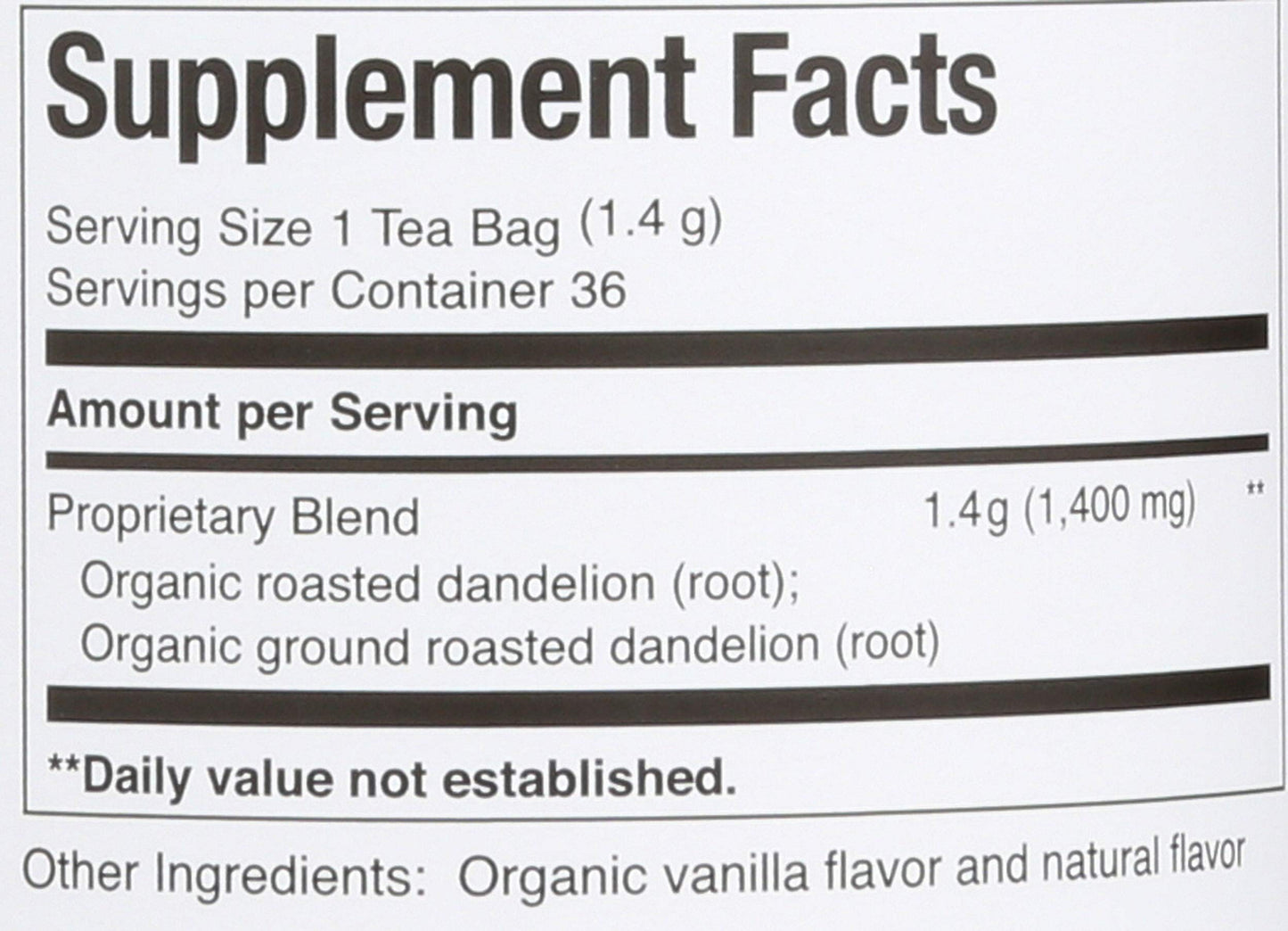Republic of Tea Organic Dandelion Superherb Tea Bags, 36 CT
