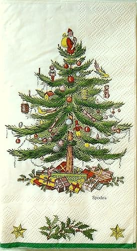 spxg32g Spode Christmas Tree Paper Guest Towels / Dinner Napkins, 32 Ct, Green Border by Spode
