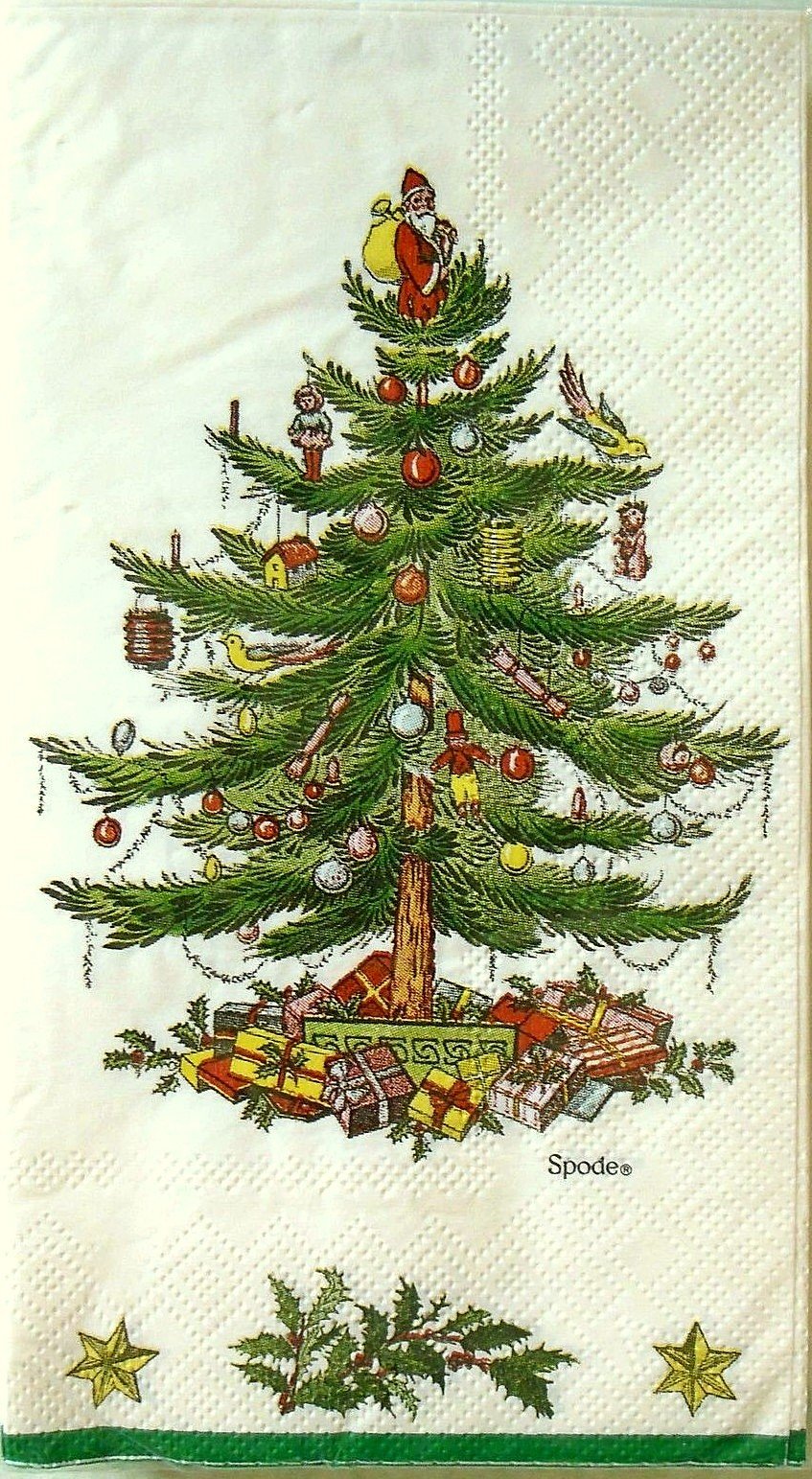 spxg32g Spode Christmas Tree Paper Guest Towels / Dinner Napkins, 32 Ct, Green Border by Spode