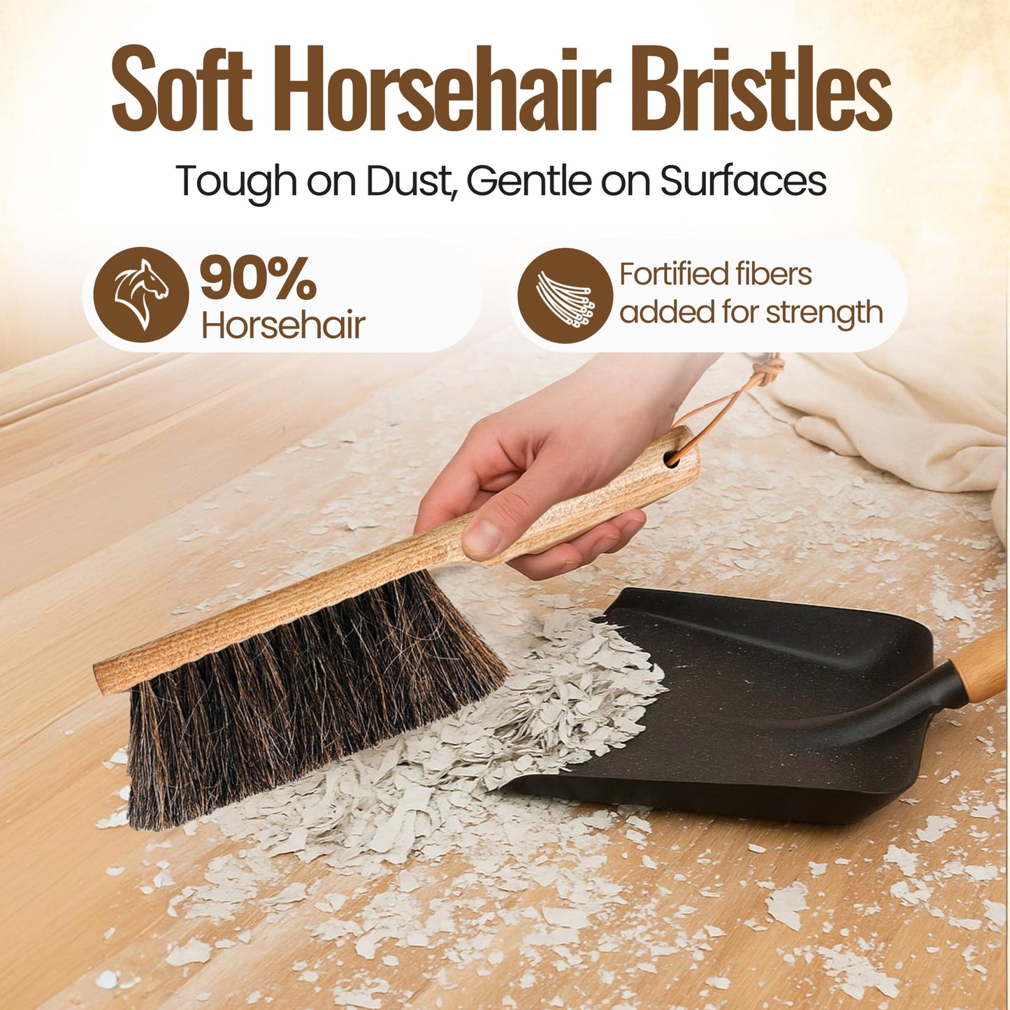 Dustpan Bench Woodworking Brush-USA 13 inch Horsehair Brushes are Used for Counter, Furniture, Drafting, Patio, Fireplace Cleaning, Shop Brush