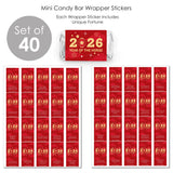 Big Dot of Happiness Lunar New Year - Fortune Mini Candy Bar Wrapper Stickers - 2026 Year of The Horse Small Favors - 40 Count