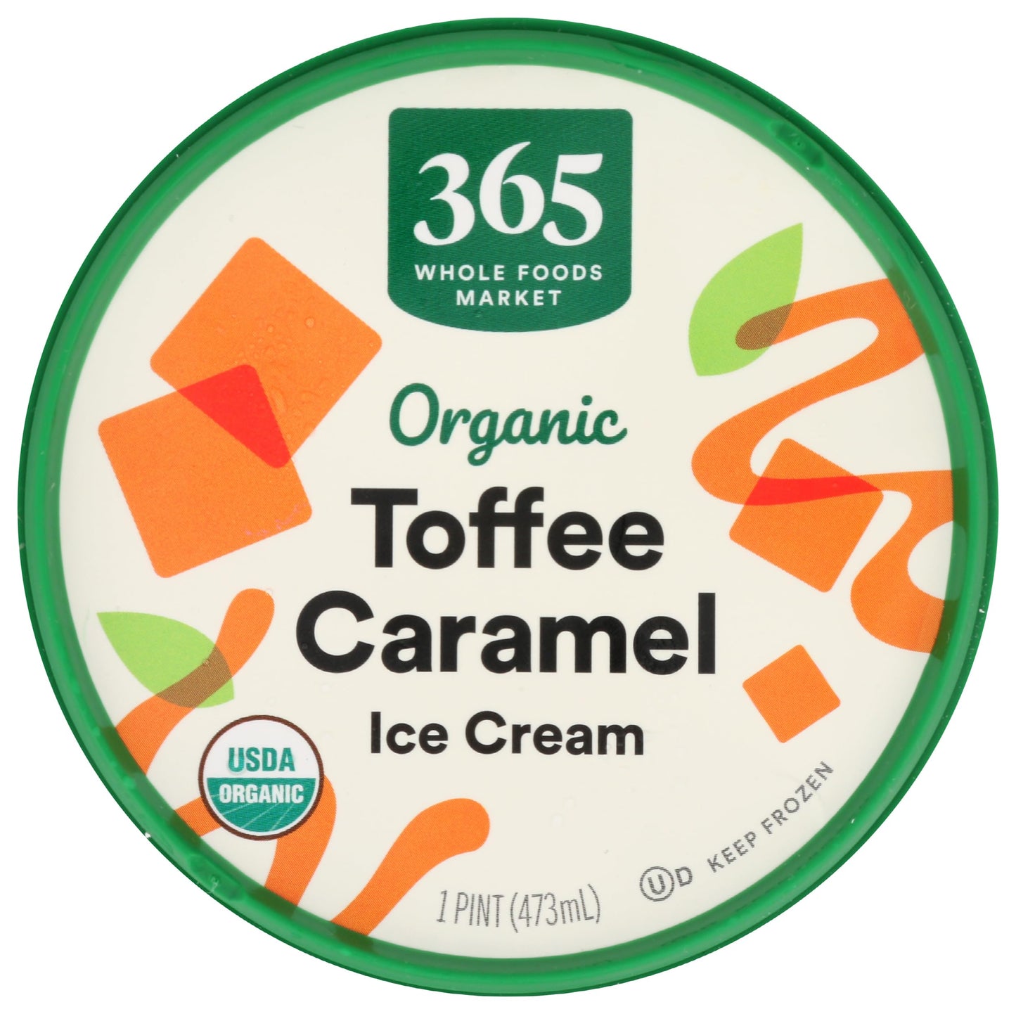 365 by Whole Foods Market, Organic Toffee Caramel Swirl Ice Cream, 1 pint