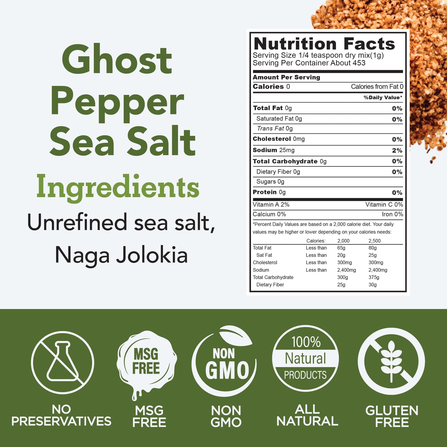 s.a.l.t. sisters Ghost Pepper Sea Salt | All-Natural, Gluten Free, MSG Free, Non-GMO | Easily Dissolvable Naga Jolokia Infused Coarse Sea Salt |