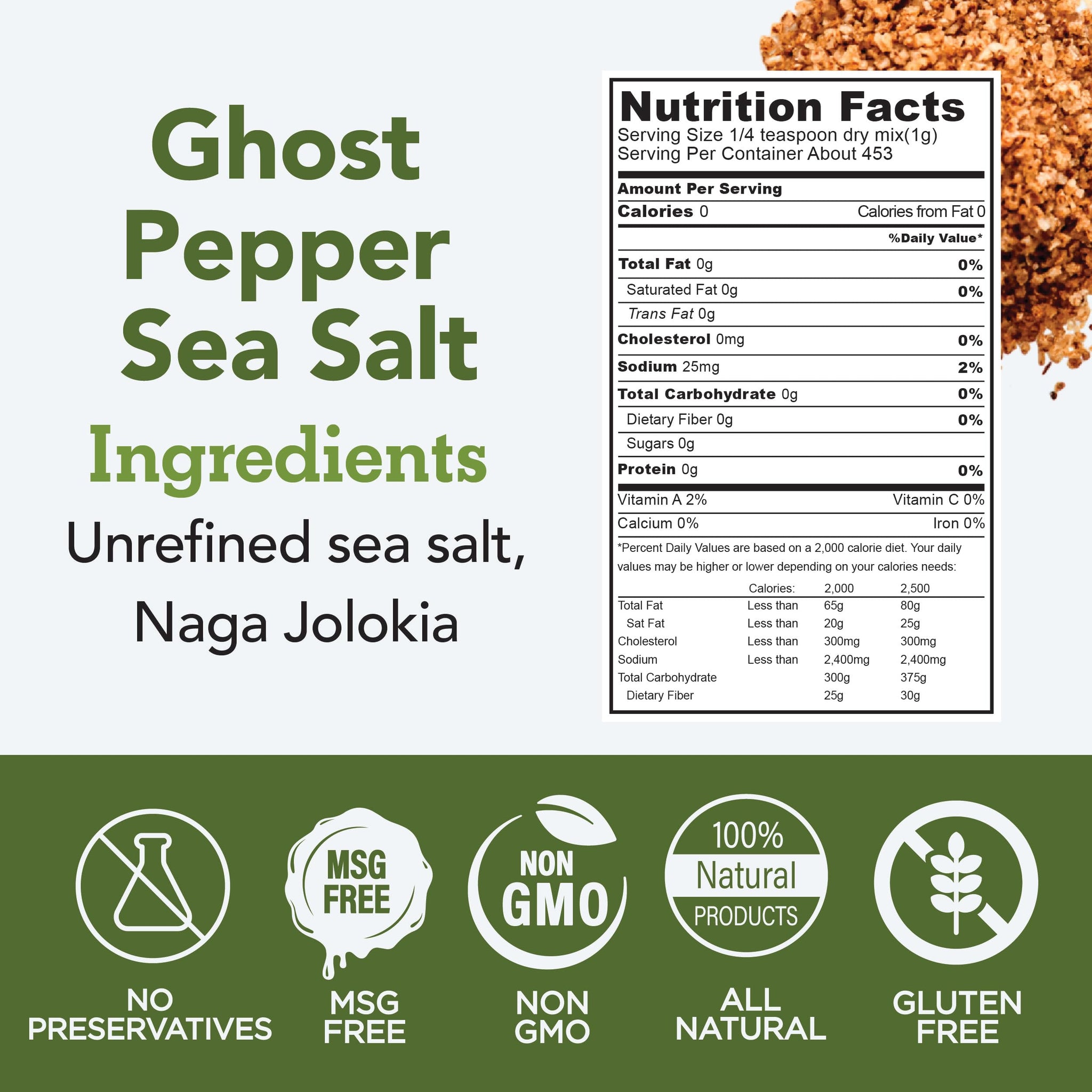 s.a.l.t. sisters Ghost Pepper Sea Salt | All-Natural, Gluten Free, MSG Free, Non-GMO | Easily Dissolvable Naga Jolokia Infused Coarse Sea Salt |
