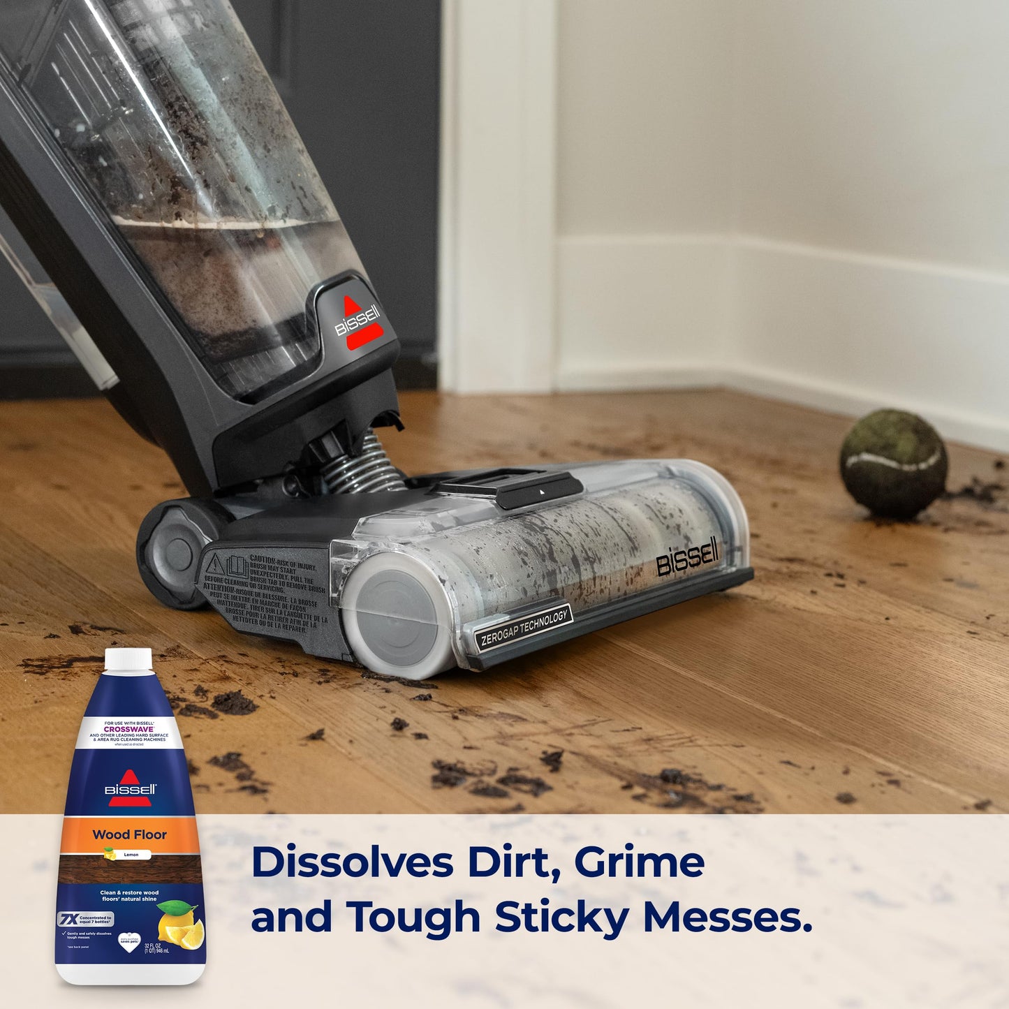 Bissell CrossWave & SpinWave Wood Floor Cleaning Formula, 32 oz, Dissolves Dirt, Grime, and Sticky Messes, Safe on Sealed Floors, Pair with CrossWave