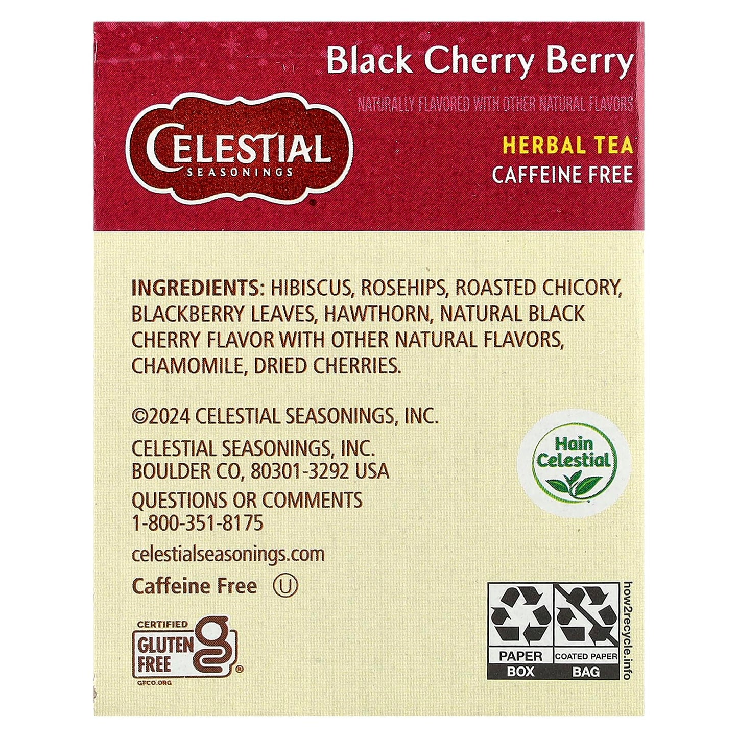 CELESTIAL SEASONINGS HERB TEA,BLK CHERRY BERRY, 20 BAG (pack of 3)