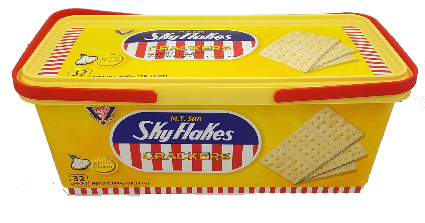 M.Y. San SkyFlakes Crackers Individually Wrapped Garlic Flavor 800g