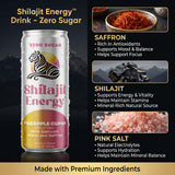 Zero Sugar Energy Drink with Shilajit & Saffron - Pineapple Guava - 12 Pack (12oz Cans) - Electrolytes, Pink Salt & Zam Zam Water - No Crash Energy