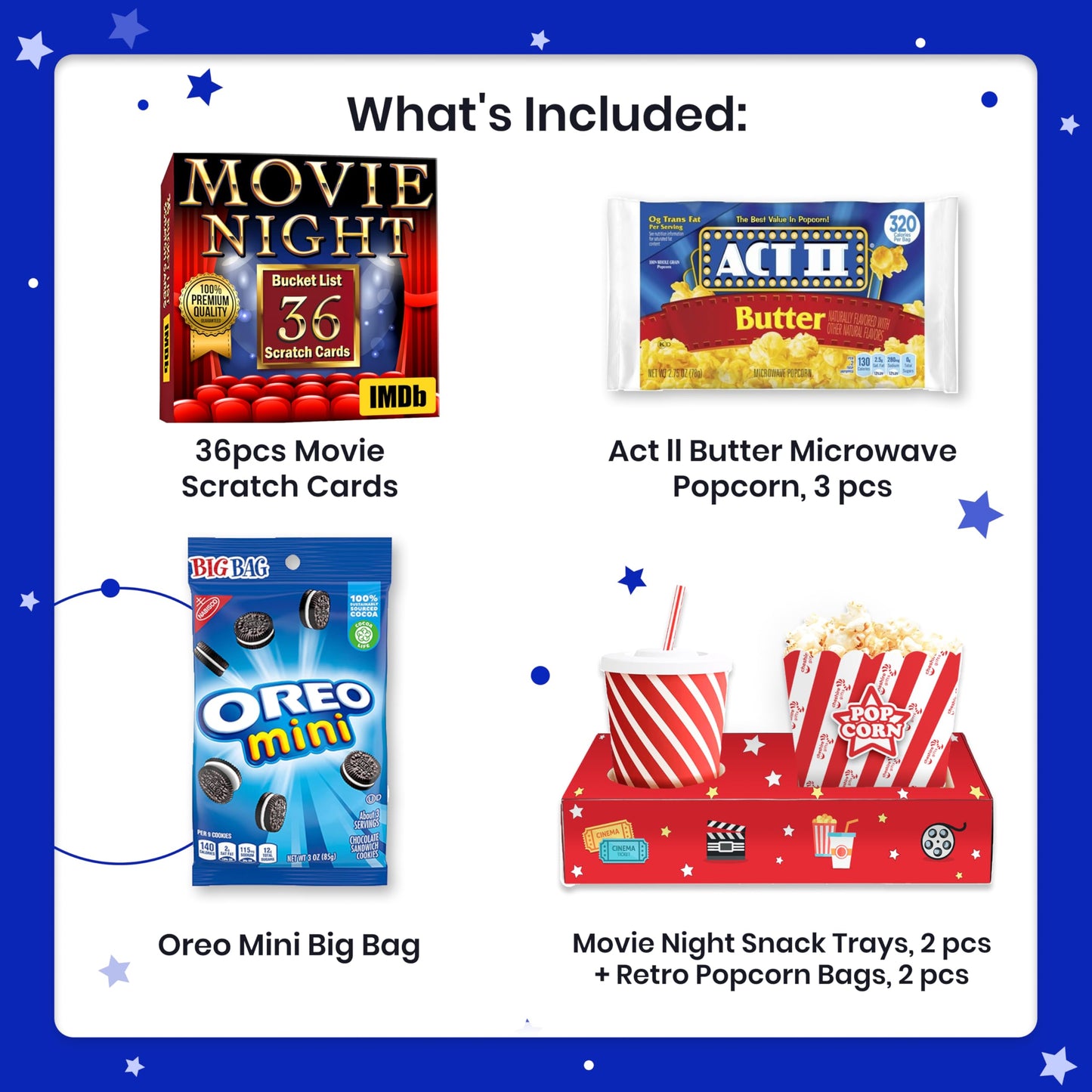 Movie Night Basket Gift Set - with Candy Variety Pack, Movie Trays, Movie Snacks & Popcorn Set - Gift Baskets For Families by Cheshire Gifts