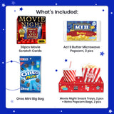 Movie Night Basket Gift Set - with Candy Variety Pack, Movie Trays, Movie Snacks & Popcorn Set - Gift Baskets For Families by Cheshire Gifts