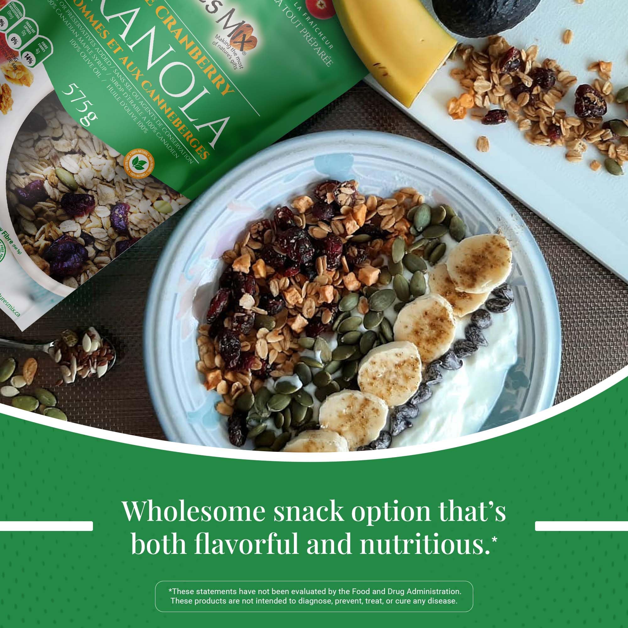 Nature's Mix - Apple Cranberry Granola - Apples, Cranberries and Pumpkin Seeds - No Sugar, Salt, or Preservatives - Kosher, Vegan, Soy-Free - Large