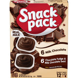 Snack Pack Chocolate Fudge & Milk Chocolate Swirl Pudding Cups, 3.25 Oz., 12 Count (Pack of 2)