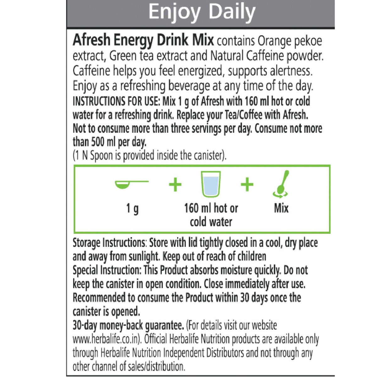 Herbalife Afresh Energy Drink Mix - 50 Gram (Lemon)