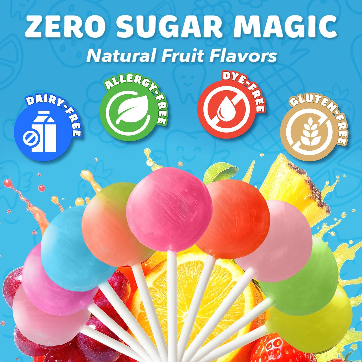 Zollipops Clean Teeth Pops Sugar Free Candy with Xylitol, Dye-Free Lollipops - Keto & Diabetic-Friendly, Dentist-Approved Treats for Kids (Lemonade