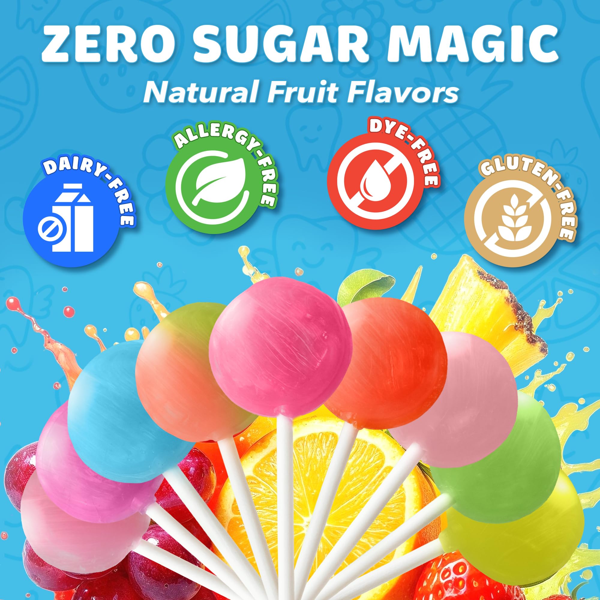 Zollipops Clean Teeth Pops Sugar Free Candy with Xylitol, Dye-Free Lollipops - Keto & Diabetic-Friendly, Dentist-Approved Treats for Kids (Mango