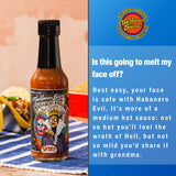 Torchbearer Sauces Habanero Evil Hot Sauce 5oz, Medium Spicy Heat Level 4 - All Natural Hot Sauce, Extract-Free, Made in USA