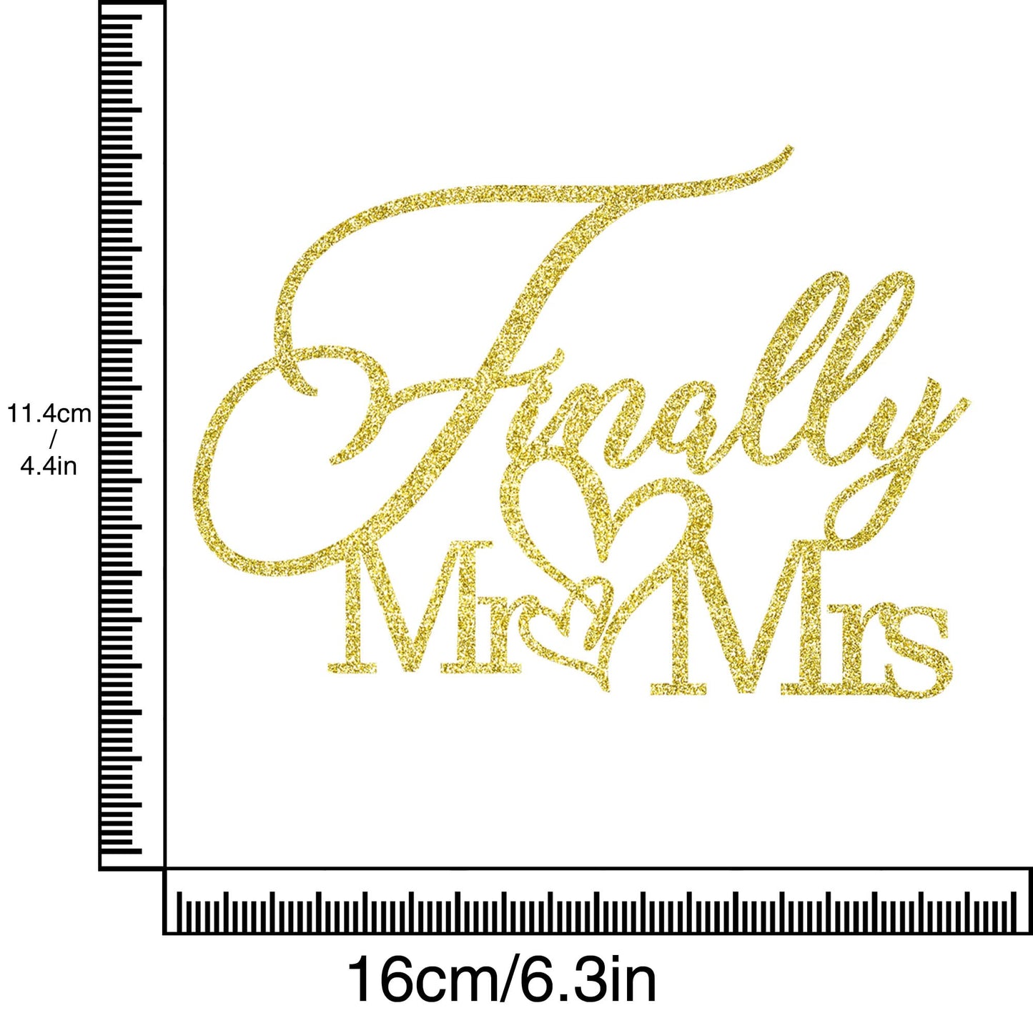Finally Mr & Mrs Cake Topper,Wedding Anniversary Bridal Shower Party Decorations,Romantic Wedding Party Decorative Cake Toppers (golden)