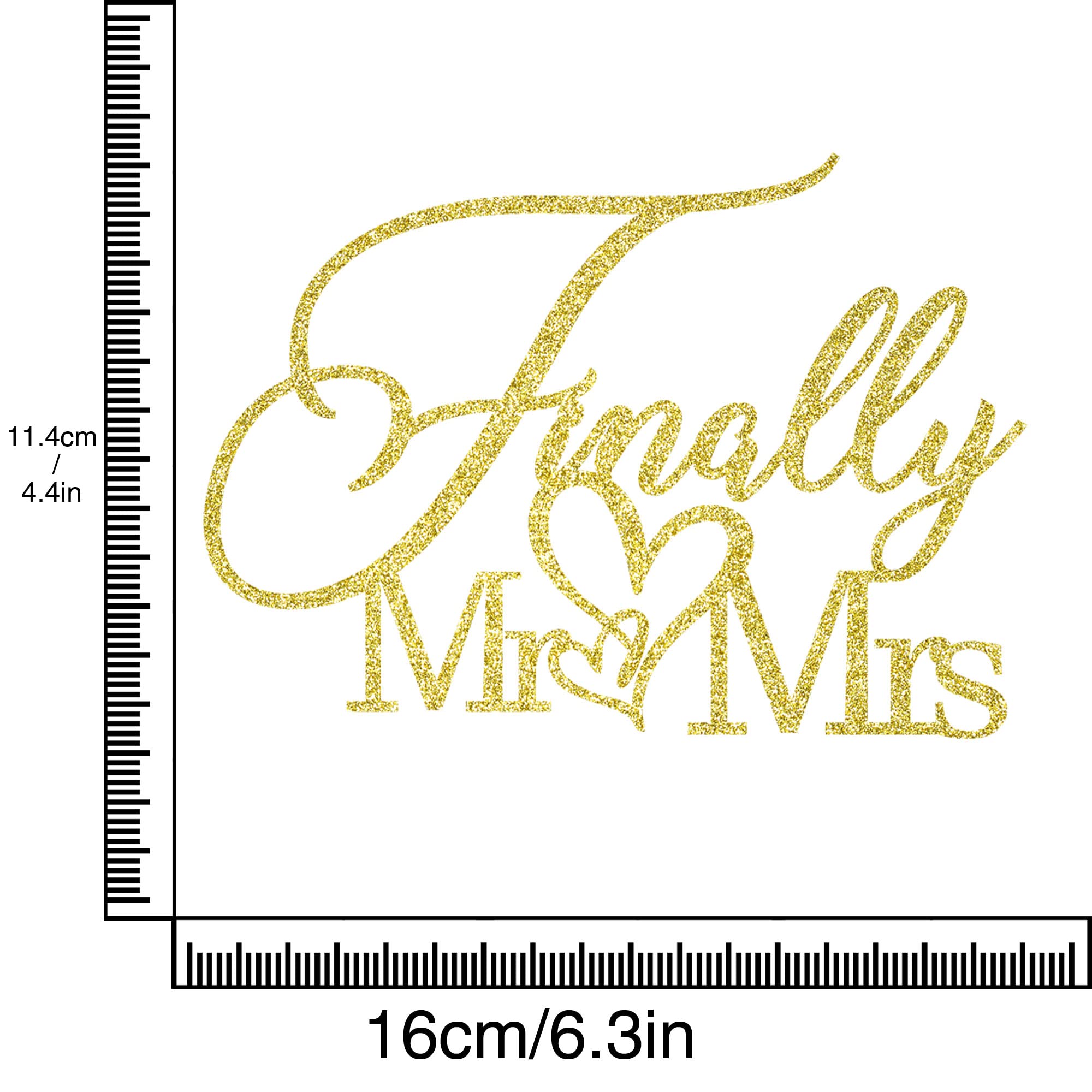 Finally Mr & Mrs Cake Topper,Wedding Anniversary Bridal Shower Party Decorations,Romantic Wedding Party Decorative Cake Toppers (golden)