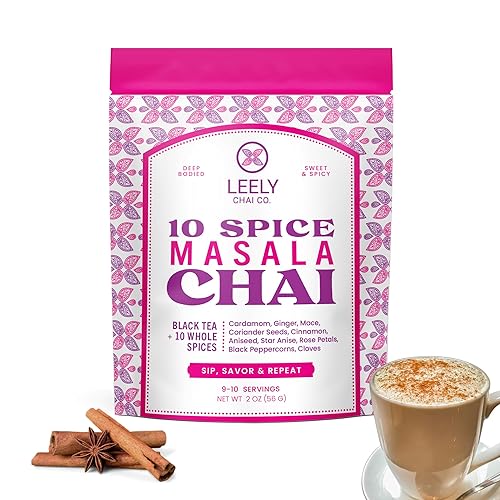 Leely Chai Masala Chai Loose Leaf. Organic Assam Black Tea with whole spices, Small Batch, Authentic Brew or Steep - 8 OZ, 40 Cups
