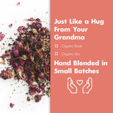 Big Heart Tea Co. Tea Bags - Cup of Love Red Rose - Certified Organic, Floral Ayurvedic Herbal Decaf Tea in Zero Plastic Sachets with Small Batch