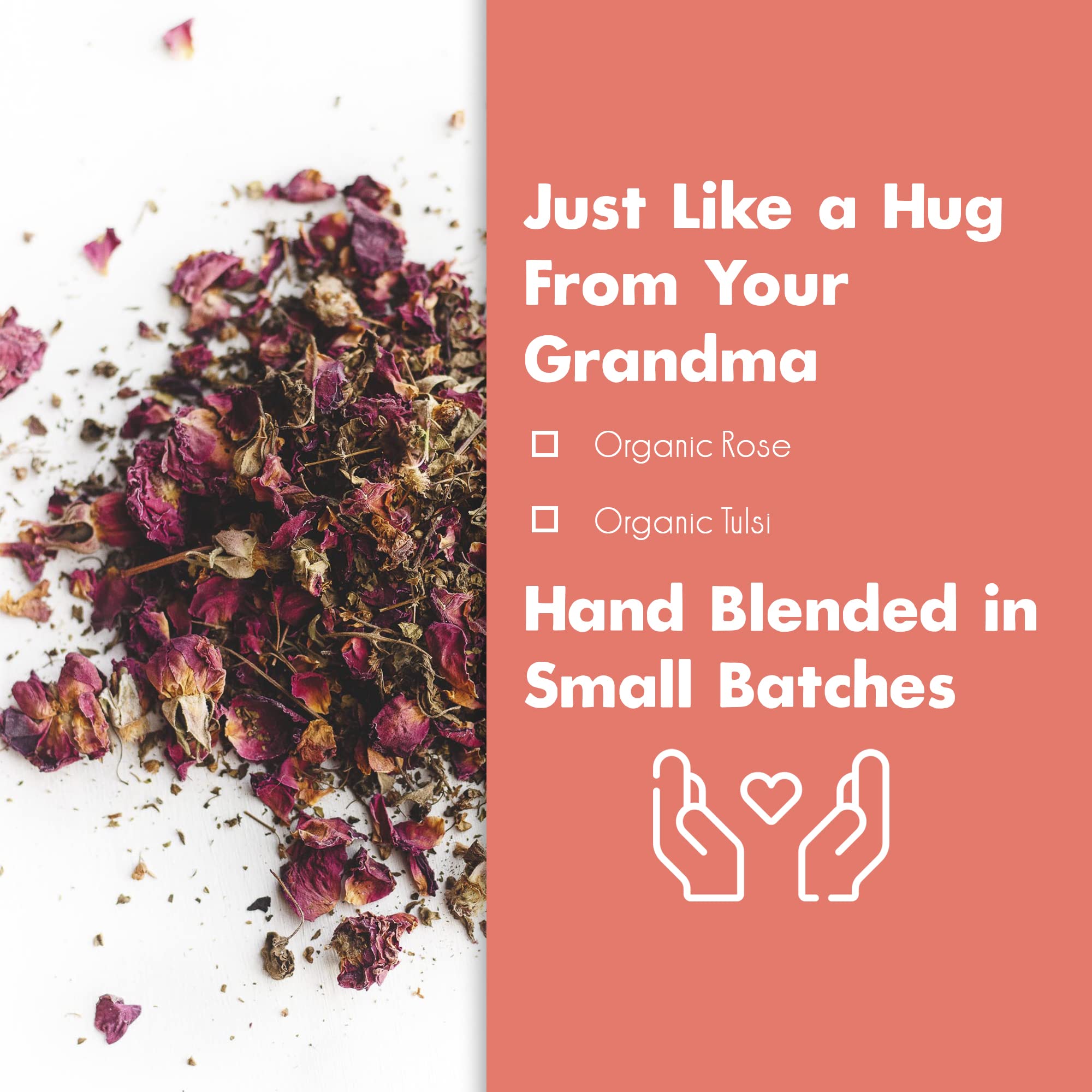 Big Heart Tea Co. Tea Bags - Cup of Love Red Rose - Certified Organic, Floral Ayurvedic Herbal Decaf Tea in Zero Plastic Sachets with Small Batch