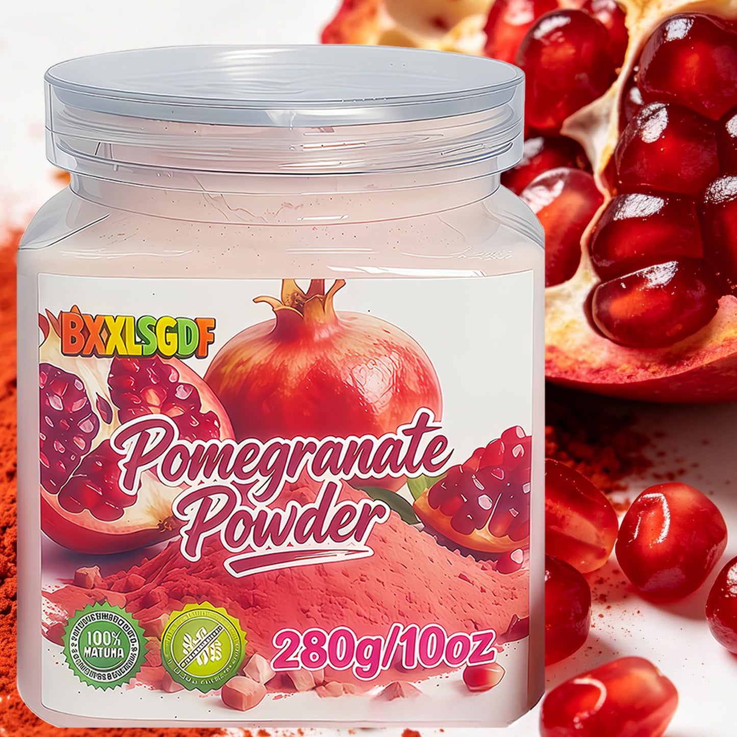Pomegranate Powder 10oz, Fruit Powder with Intense Tangy Flavor - for Smoothies, Drinks & Baking - Resealable Canister, 280g