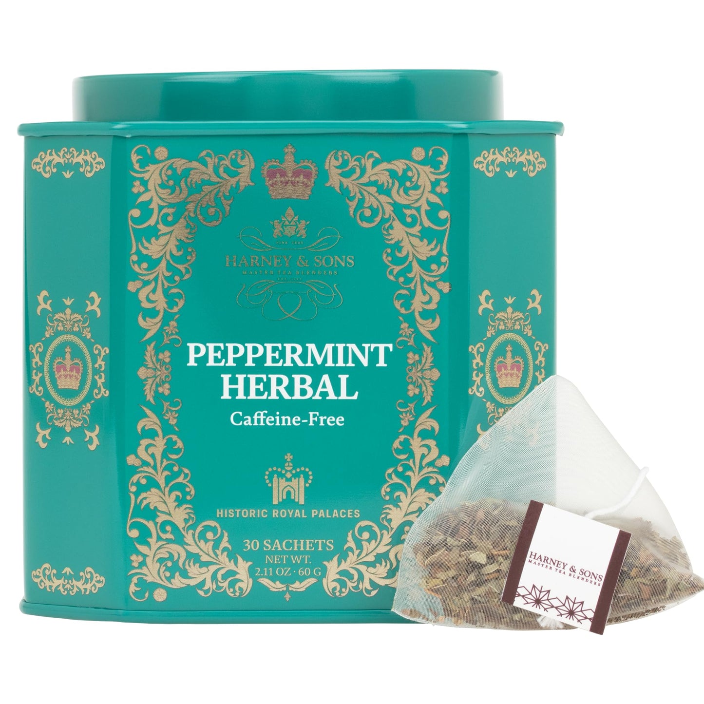 Harney & Sons Peppermint Herbal Tea in Sachets, Caffeine-Free Herbal, 30 Sachets