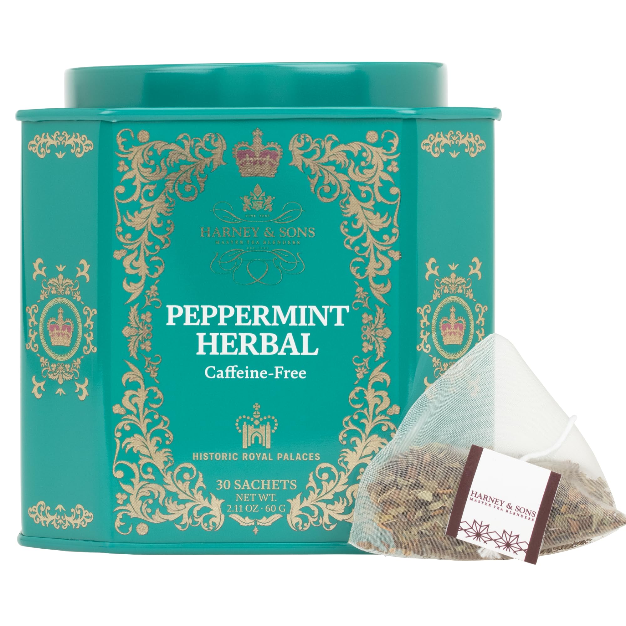 Harney & Sons Peppermint Herbal Tea in Sachets, Caffeine-Free Herbal, 30 Sachets