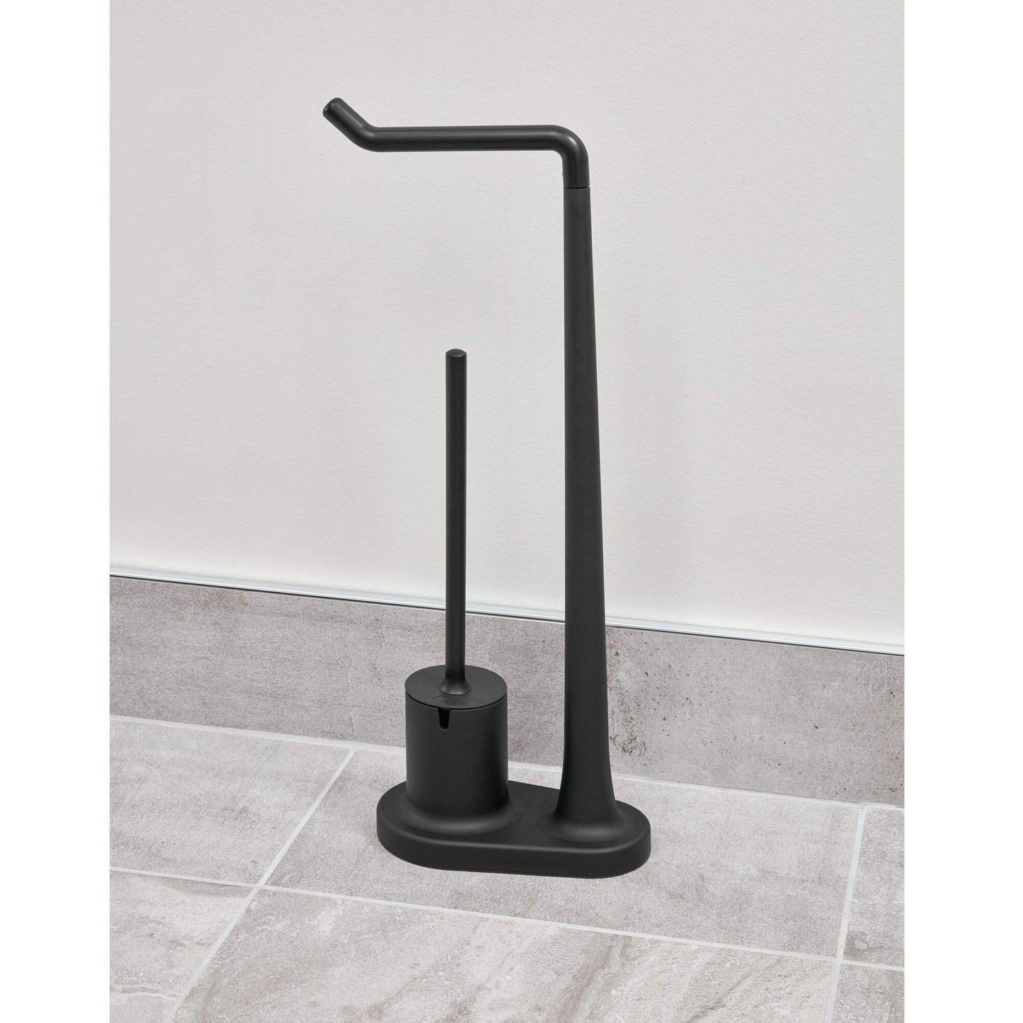 iDesign Cade BPA-Free Plastic Toilet Paper Bowl Brush Set, Tissue Stand Plus, Matte Black